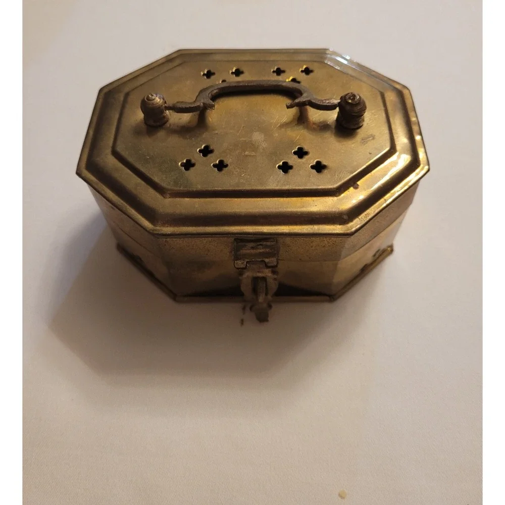 Vintage 1970s Brass Octagon Trinket Chest